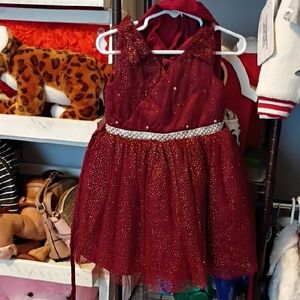 Sparkling Burgundy Dress with Belt